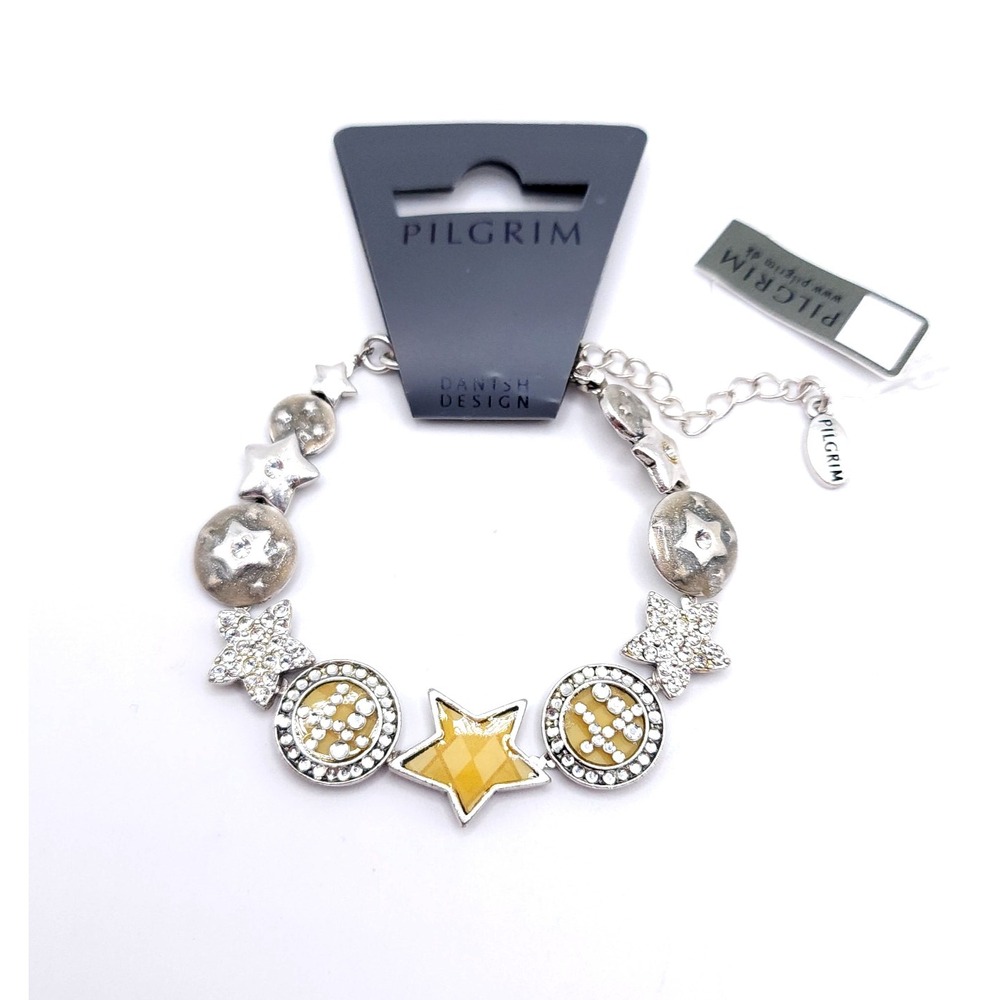 Pilgrim‎ Silver Star Charm Bracelet Swarovski Crystal Adjustable - Picture 3 of 3